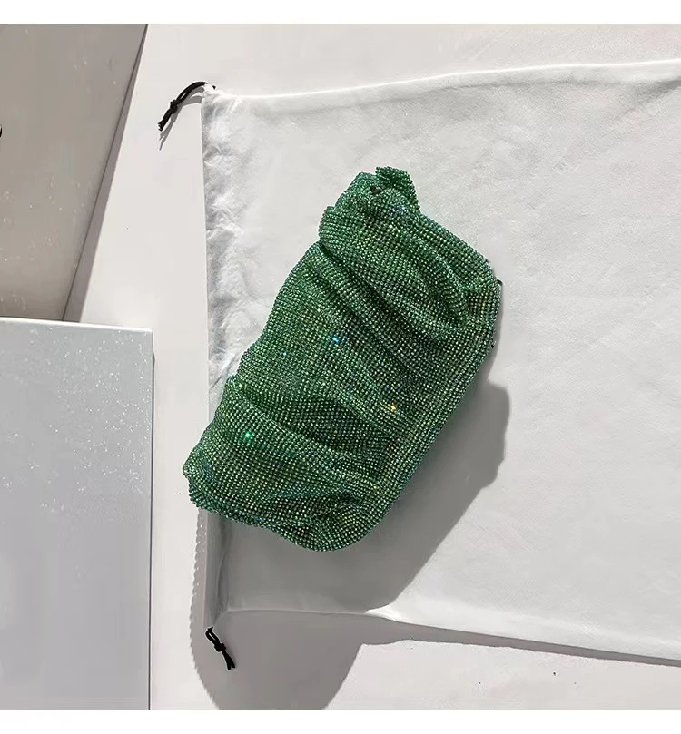 2024 Luxury Shiny Rhinestone Evening Clutch Bags Women New Folds Crystal Clip Purses and Handbags Designer Wedding Party Quality - Image 8