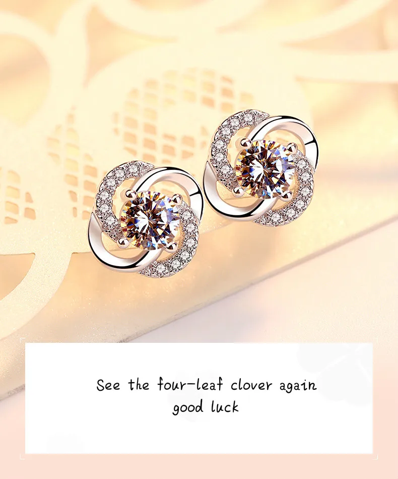 Platinum or Gold Plated Round Cut Stud Earrings with Infinite Zirconia Post Brilliant Round Faux Diamond Halo Earrings - Image 6