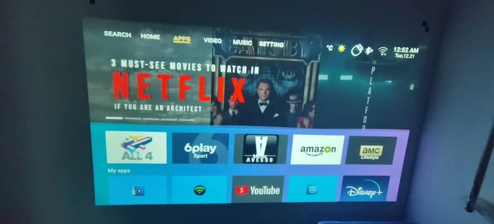 2023 Native 1080P Android 9.0 Electronic Focus Smart 5G WiFi Wireless Home Theater Movie BT Projector for Office Small Classroom - Image 6