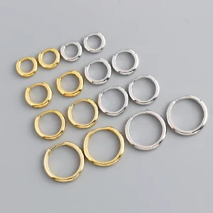 Fashion 925 sterling silver pave chunky thick small big large men earring solid 18k gold plated filled hoop women earrings hoops