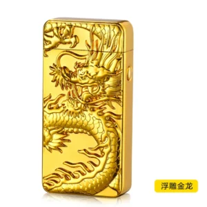 Embossed dragon usb dual arc lighter charging windproof personality creative man impulse electronic phone holder
