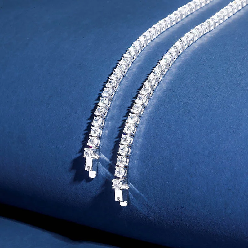 Luxury Top Line 925 Silver AAA Zircon Full Paved 4mm 16" 18" 20" 925 sterling Silver AAAA Zircon Set Hiphop Necklace Jewelry - Image 6