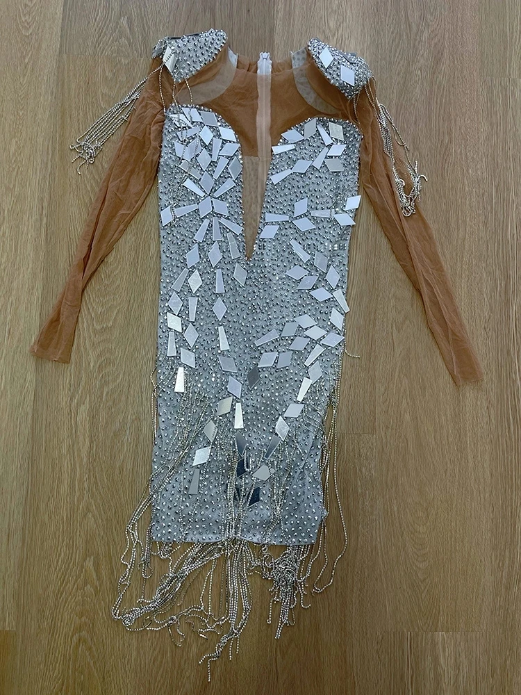 NOVANCE Y2324 Women's Spring Clothing 2022 Elegant Luxury Sequin Tassel Dresses Women Party Sexy Rhinestone Lady Glitter Dress - Image 6