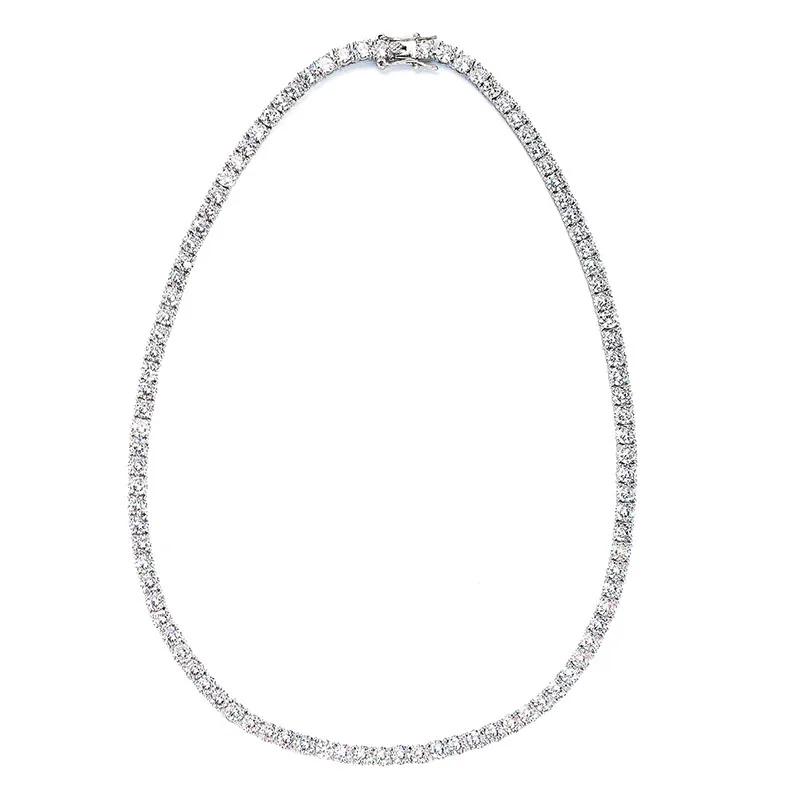 Luxury Top Line 925 Silver AAA Zircon Full Paved 4mm 16" 18" 20" 925 sterling Silver AAAA Zircon Set Hiphop Necklace Jewelry - Image 4