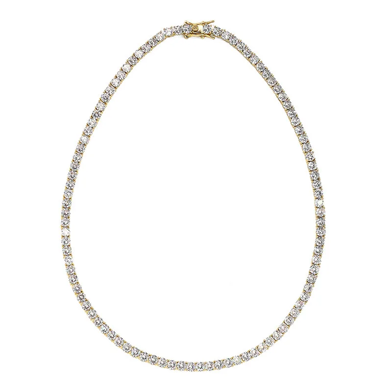 Luxury Top Line 925 Silver AAA Zircon Full Paved 4mm 16" 18" 20" 925 sterling Silver AAAA Zircon Set Hiphop Necklace Jewelry - Image 3