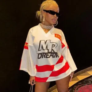 K24T45079 Wholesale Clothing T-shirt Mini Dresses Letter Printed Girls Dress V Neck Long Sleeve Streetwear Women Casual Dresses