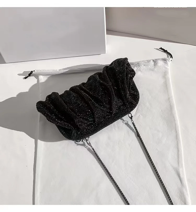 2024 Luxury Shiny Rhinestone Evening Clutch Bags Women New Folds Crystal Clip Purses and Handbags Designer Wedding Party Quality - Image 6